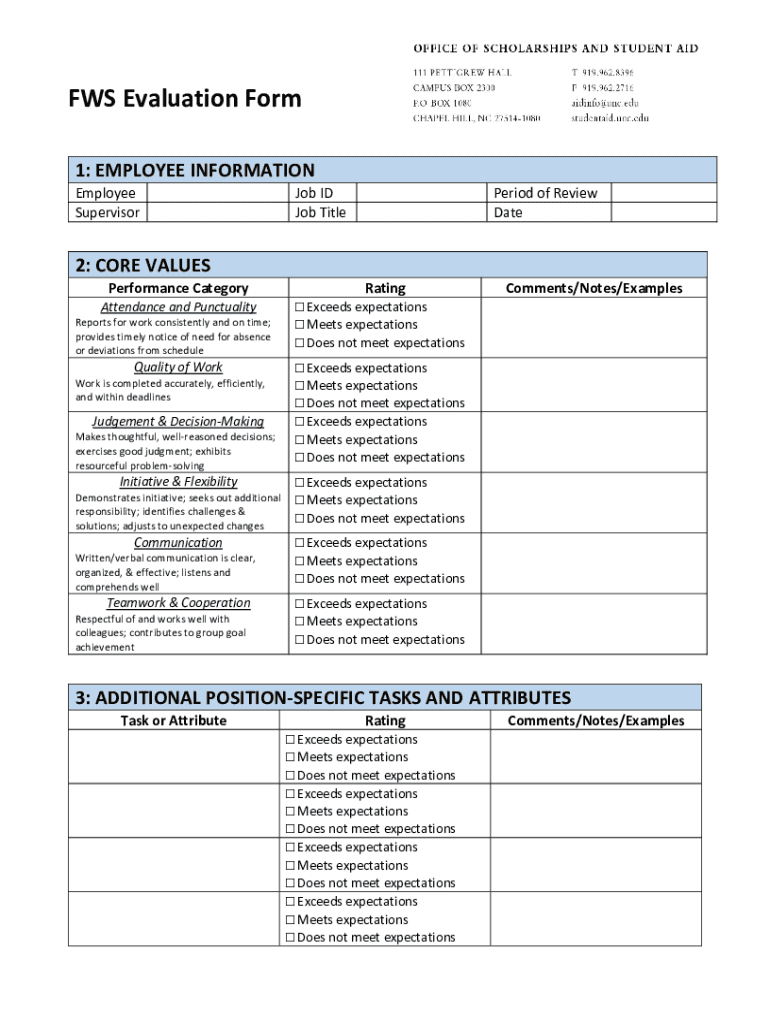 Fillable Online FWS Evaluation Form Fax Email Print - pdfFiller