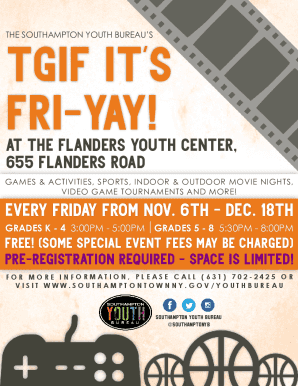 TGIF It's FriYay November - December Flyer and Registration Form