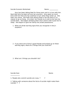 Suicide Scenario Worksheet - Quia