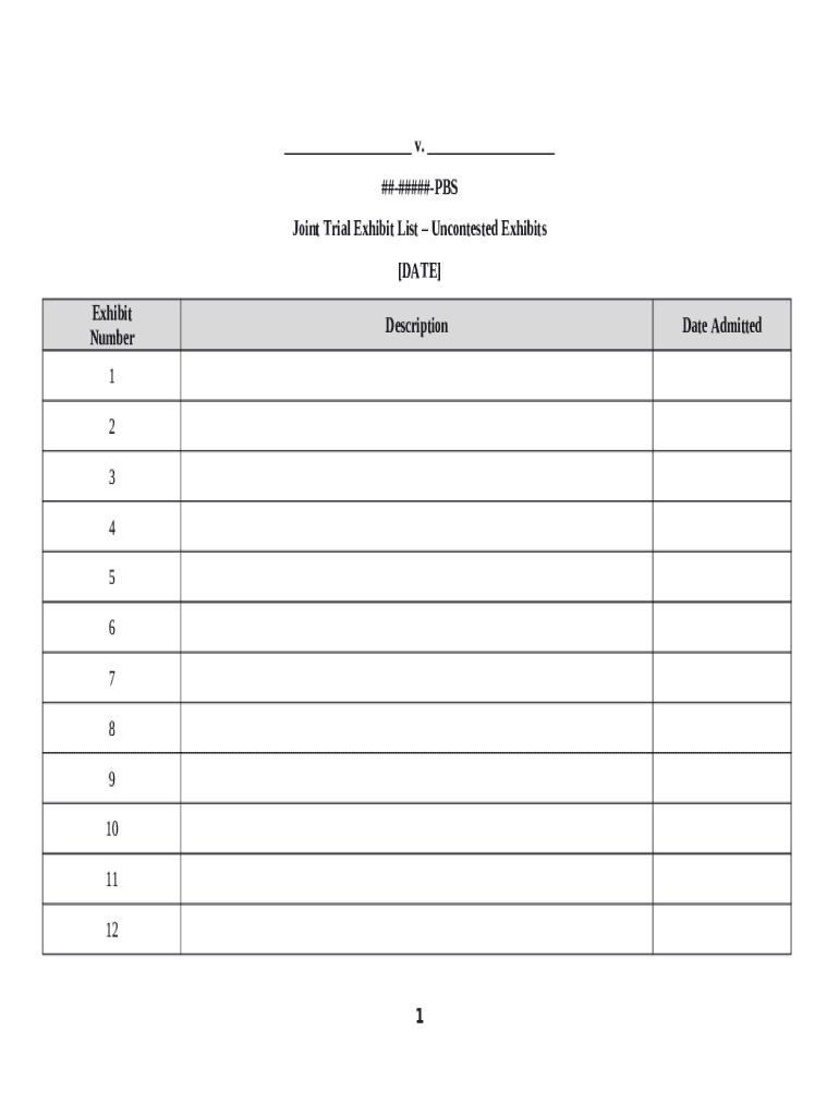 Printable Exhibit List Template Printable Word Searches