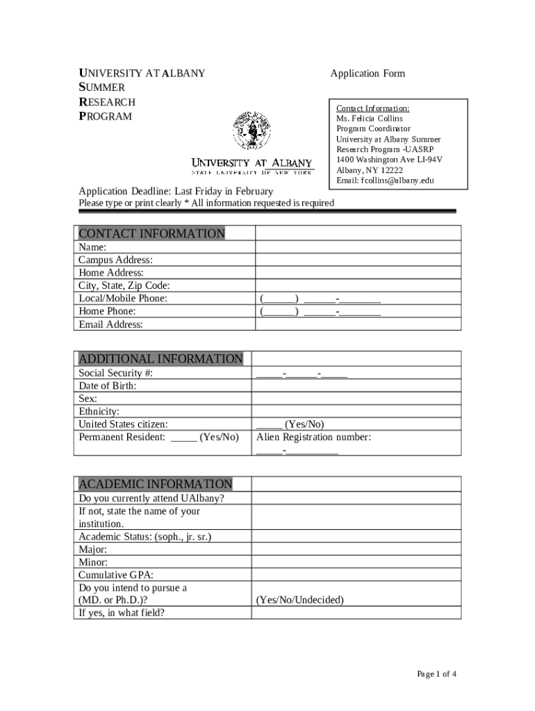 University at AlbanyApplication Doc Template | pdfFiller