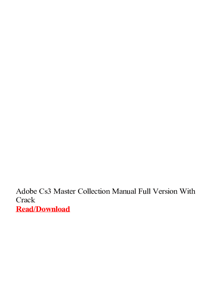 Fillable Online Adobe Cs3 Master Collection Manual Full Version With