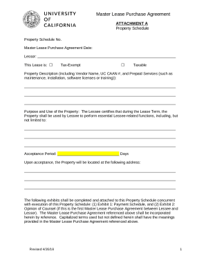 Master Lease Purchase Agreement ATTACHMENT A Property Schedule