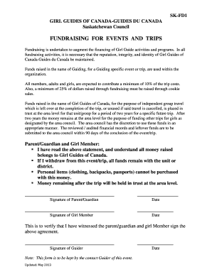 Girl Guides of Canada Fundraising Agreement