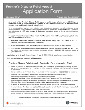 Premier’s Disaster Relief Appeal Application Form