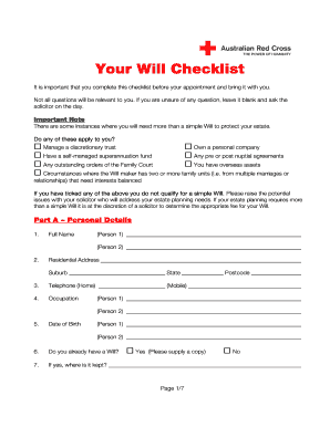 Will Checklist