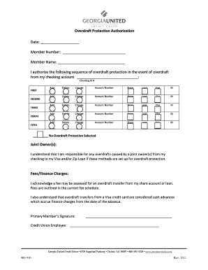 Overdraft Protection Authorization Form