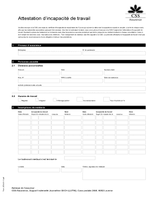 Attestation d’incapacité de travail