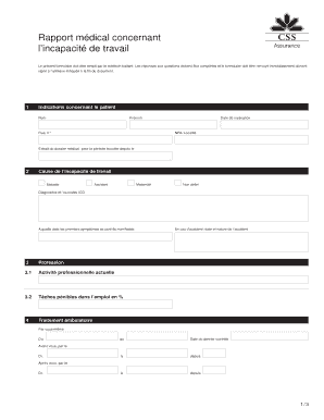 Rapport médical concernant l’incapacité de travail