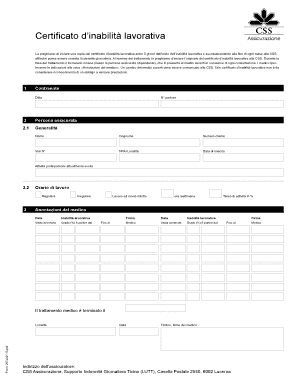 Certificato d’inabilità lavorativa