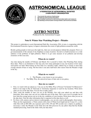 Winter Star Watching Project Report Form