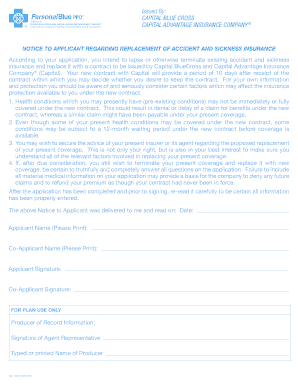 Notice to Applicant Regarding Replacement of Accident and Sickness Insurance
