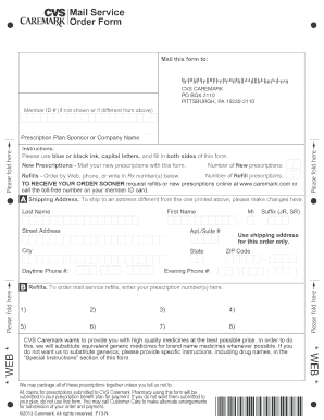 CVS Caremark Mail Service Order Form