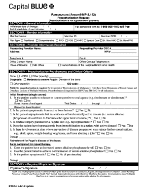 Pamidronate Preauthorization Request Form