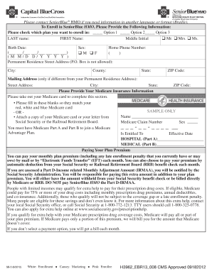 SeniorBlue HMO Medicare Advantage Enrollment Form