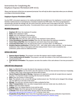 Employee Expense Worksheet