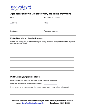 Discretionary Housing Payment Application
