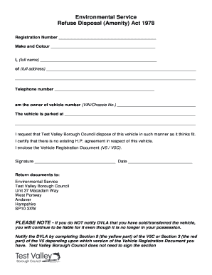 Vehicle Disposal Request Form