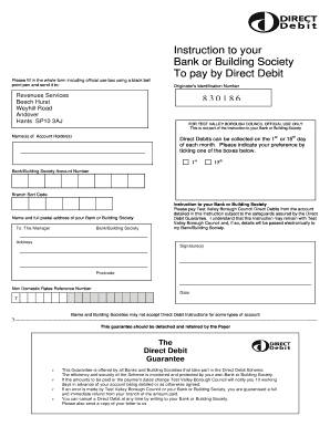 Business Rates Direct Debit Mandate - Test Valley Borough Council