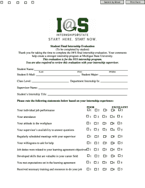 Student Final Internship Evaluation Form