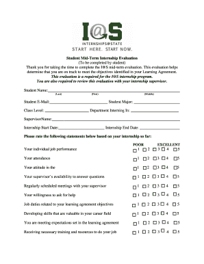 Student Mid-Term Internship Evaluation