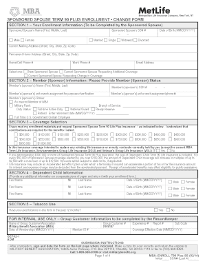 Sponsored Spouse Term 90 Plus Life Insurance