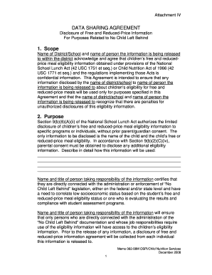 Data Sharing Agreement for No Child Left Behind