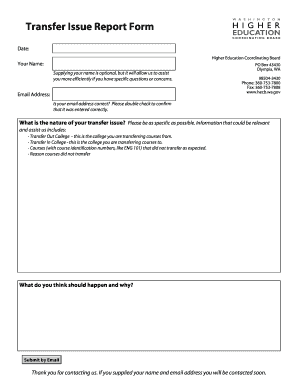 Transfer Issue Report Form