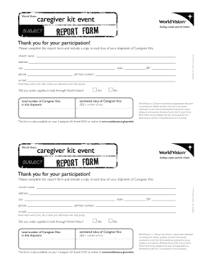 Subject Report Form for Caregiver Kits