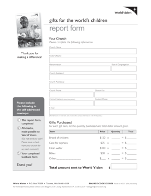 Gifts for the World's Children Report Form