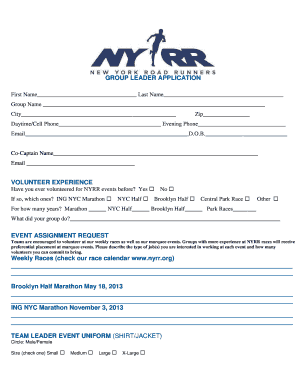 Group Leader Application Form