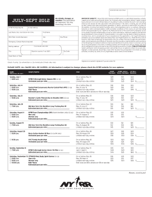 NYRR Event Waiver and Liability Release Form