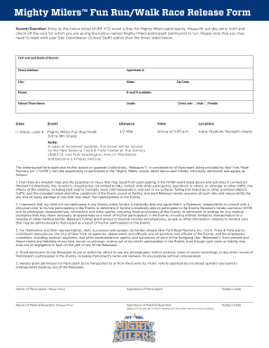 Mighty Milers Fun Run/Walk Race Release Form