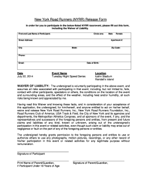 New York Road Runners Release Form