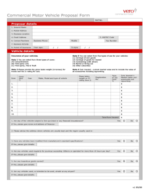Commercial Motor Vehicle Proposal Form