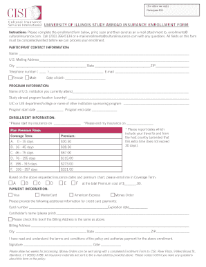 University of Illinois Study Abroad Insurance Enrollment Form
