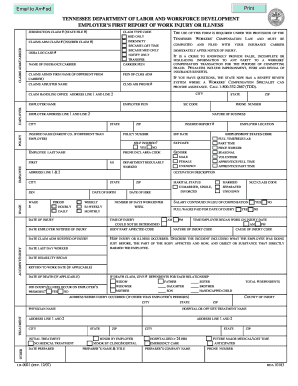 Tennessee Employer’s First Report of Work Injury or Illness