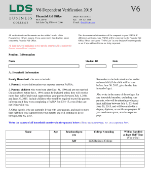 2015 Dependent Verification Form