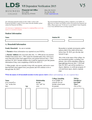 2015 Dependent Verification Form