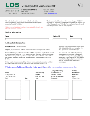 2014 Financial Aid Verification Form