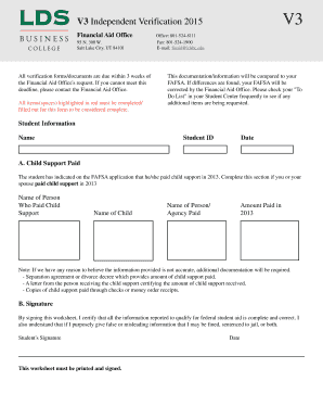 V3 Independent Verification Form