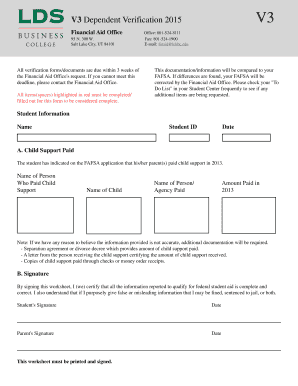 V3 Dependent Verification Form