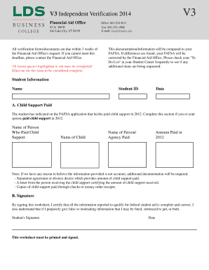 V3 Independent Verification Form
