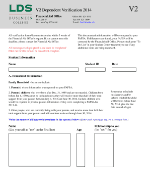 V2 Dependent Verification Form