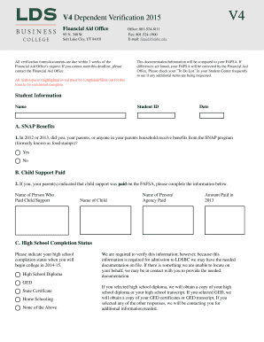 V4 Dependent Verification Form 2015