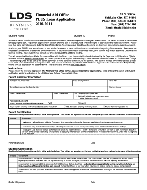 Federal Parent PLUS Loan Application