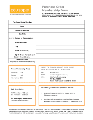 Edutopia Membership Purchase Order Form