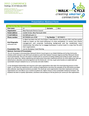 Abstract of a report - Presentation Abstract Form - Harding Consultants