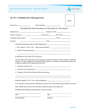 Medical Alert Planning Form