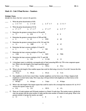 Math 10 Unit 3 Final Review